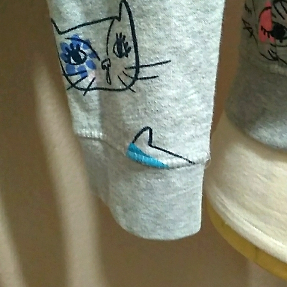 Cat and Jack Girls Med Hoodie with Cat Faces - Picture 8 of 14